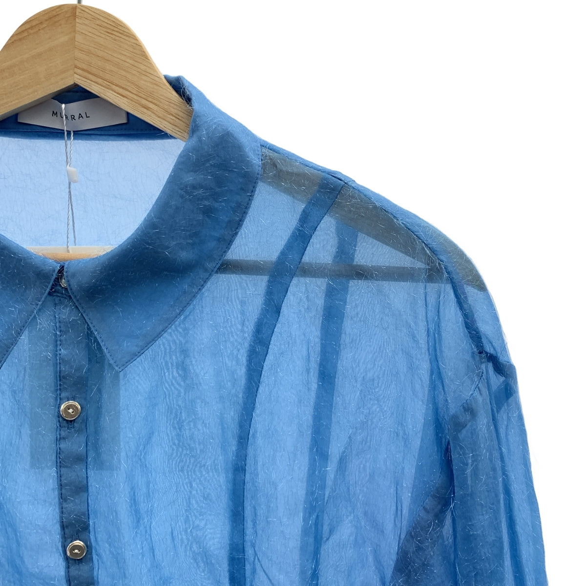 【美品】  MURRAL / ミューラル | Fluffy jacquard shirt ジャガード シャツ ブラウス | F | ライトブルー | レディース