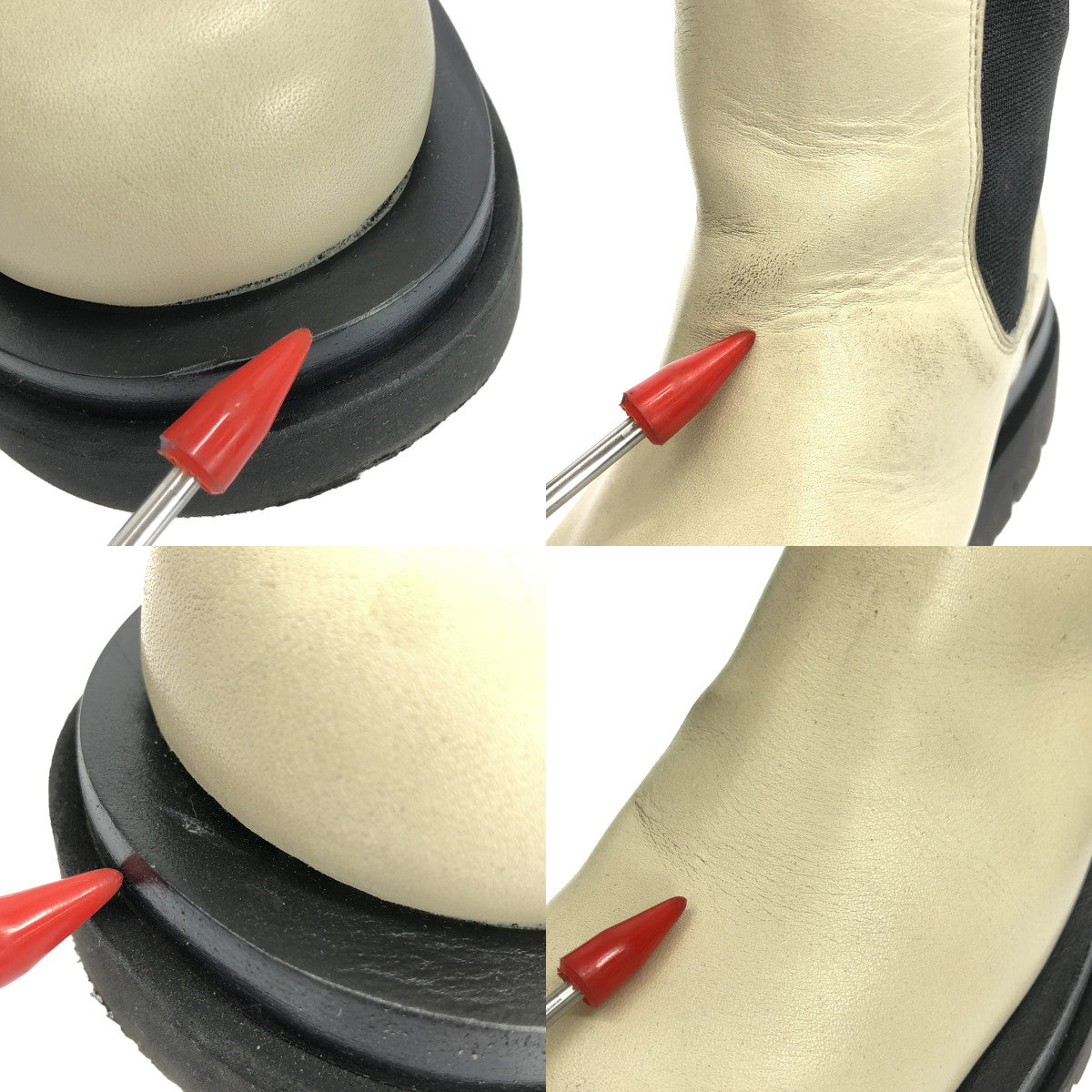 BOTTEGA VENETA / ボッテガヴェネタ | Lug Boots サイドゴア レザーラグブーツ | 37 | ホワイト/ブラック | レディース