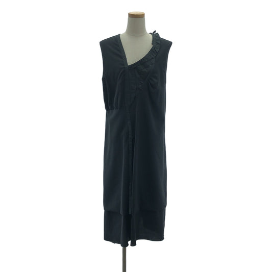 Hussein Chalayan / フセインチャラヤン | フリル装飾 アシンメトリー ドレス ワンピース / 総裏地 | 44 | ブラック | レディース