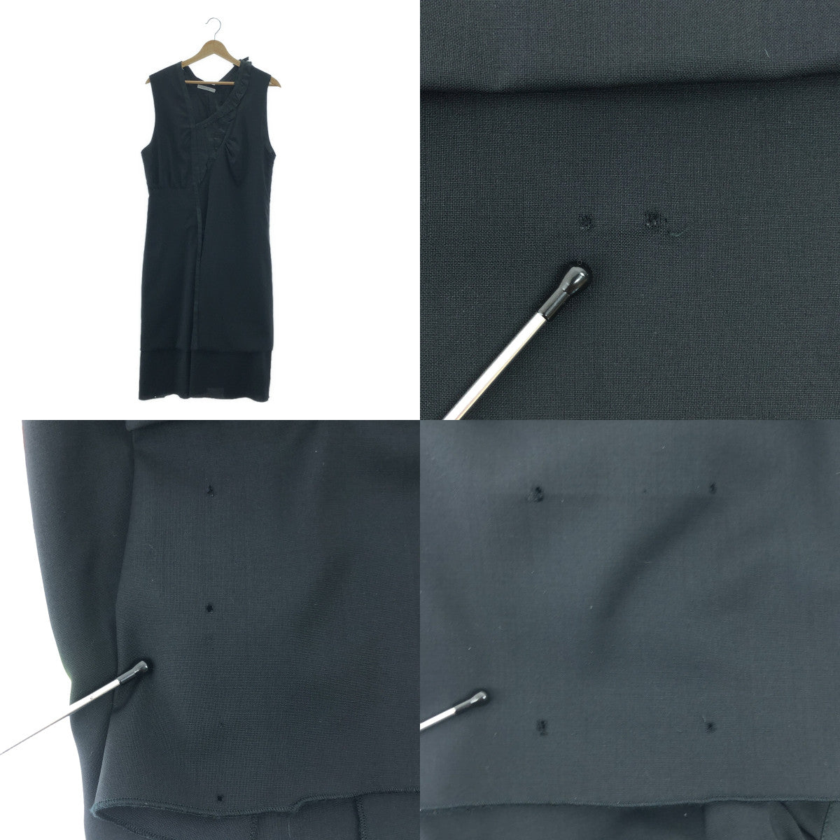 Hussein Chalayan / フセインチャラヤン | フリル装飾 アシンメトリー ドレス ワンピース / 総裏地 | 44 | ブラック | レディース