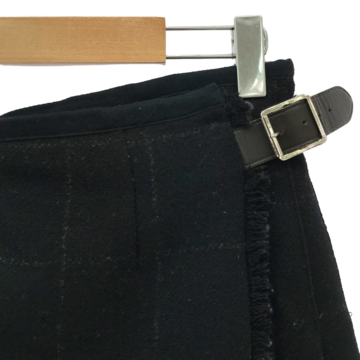 【美品】  MHL. / エムエイチエルマーガレットハウエル | BLACK WINDOWPANE CHECK キルトスカート | 3 | ブラック | レディース