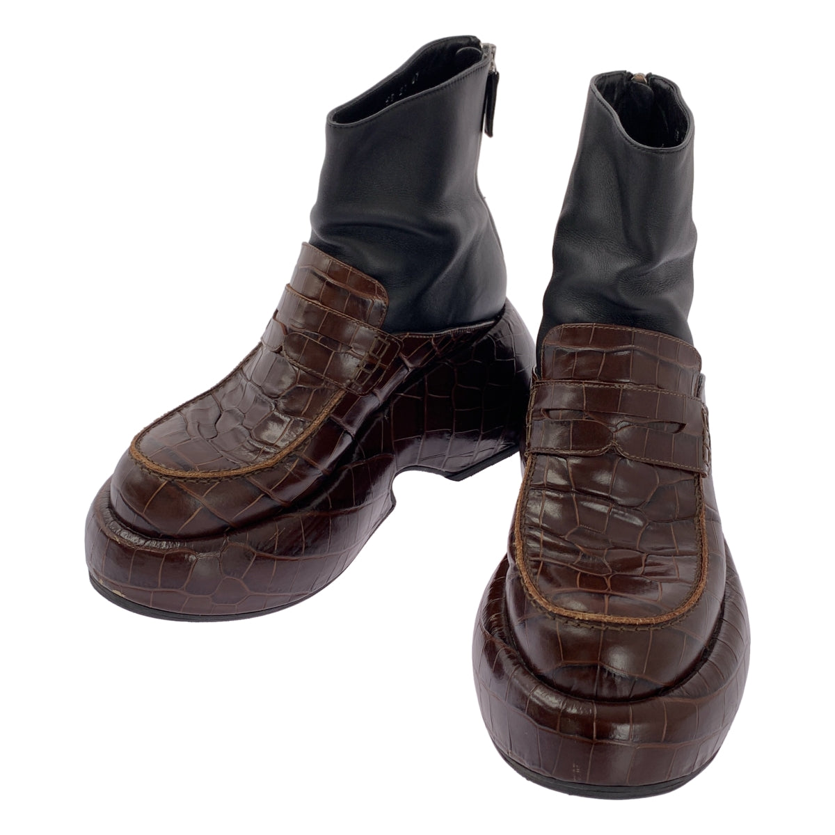 LOEWE / ロエベ | クロコ型押し チャンキーソール ショートブーツ | 39 | レディース