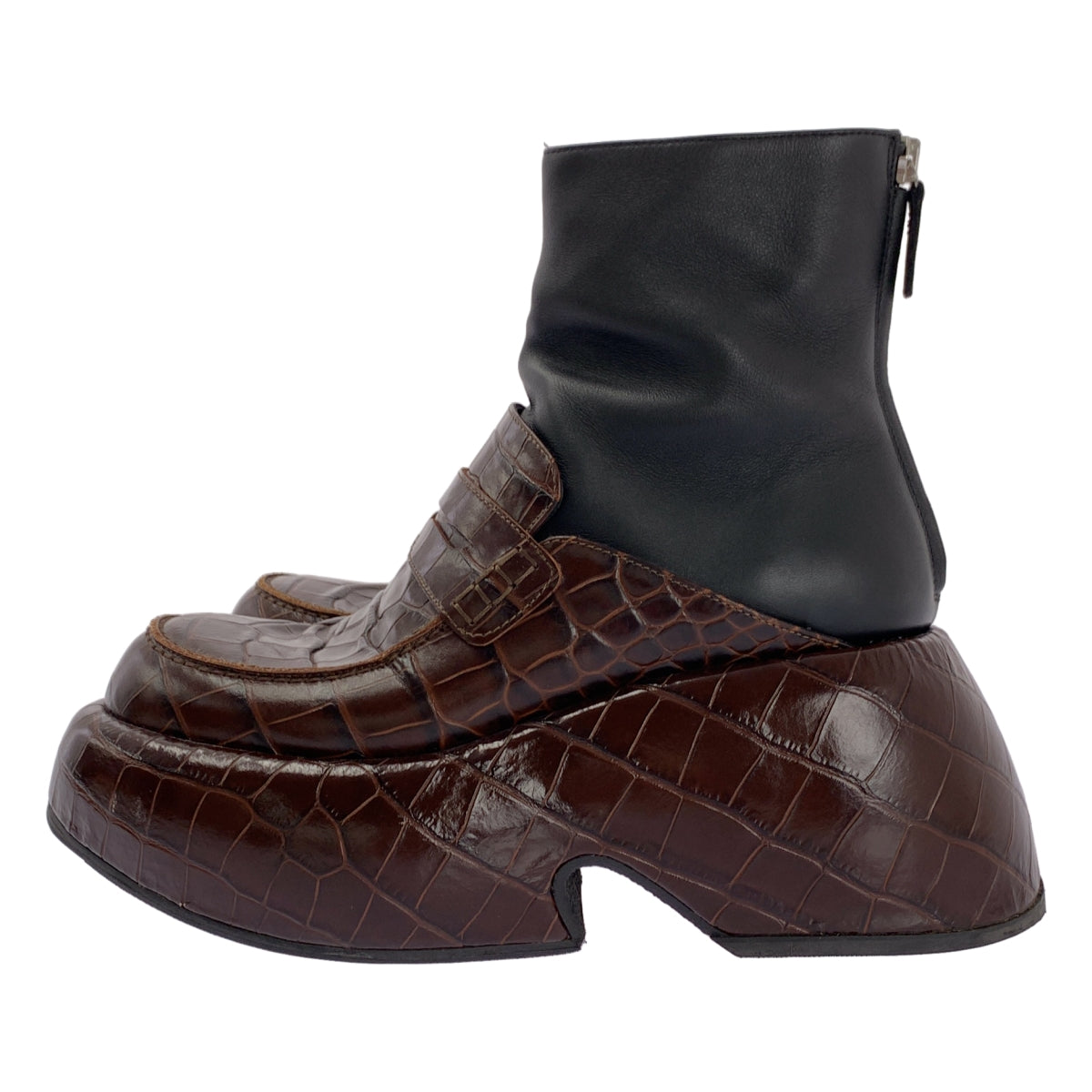 LOEWE / ロエベ | クロコ型押し チャンキーソール ショートブーツ | 39 | レディース