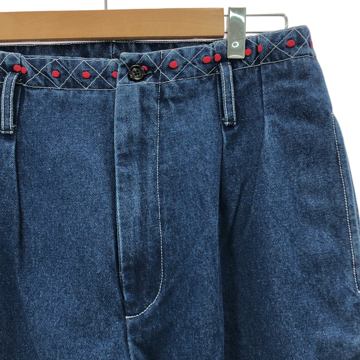 BODE / ボーディ | Murray high-rise pleated embroidered wide-leg jeans 刺しゅう 2タック ワイドデニムパンツ | 29 | メンズ