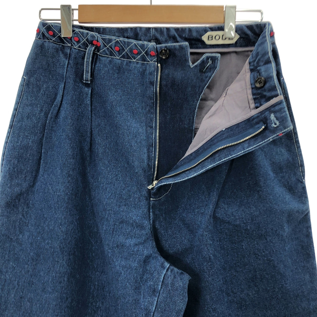 BODE / ボーディ | Murray high-rise pleated embroidered wide-leg jeans 刺しゅう 2タック ワイドデニムパンツ | 29 | メンズ