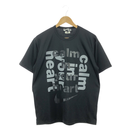 【美品】  BLACK COMME des GARCONS / ブラックコムデギャルソン | 2022AW | × NIKE ナイキコラボ calm in your heart プリントTシャツ | XL | ブラック | メンズ