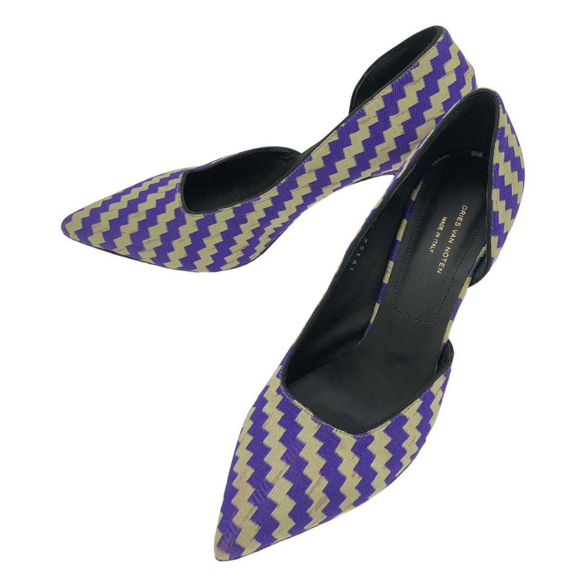 [品相良好] DRIES VAN NOTEN |全身印花尖頭高跟鞋 |尺寸 38 |紫色/米色|女性的