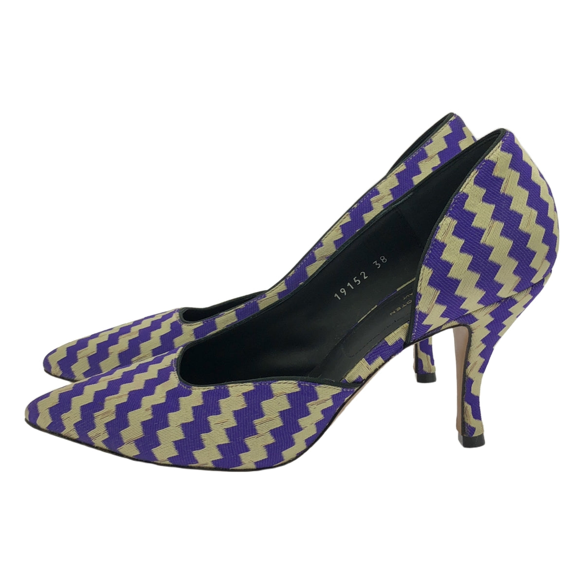 【美品】  DRIES VAN NOTEN / ドリスヴァンノッテン | 総柄 ポインテッドトゥ パンプス | 38 | パープル/ベージュ | レディース