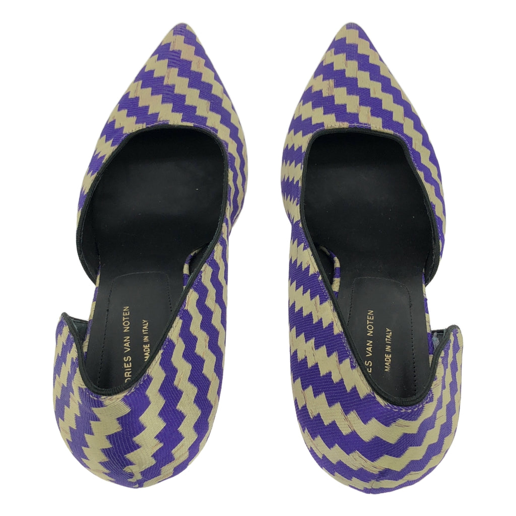 【美品】  DRIES VAN NOTEN / ドリスヴァンノッテン | 総柄 ポインテッドトゥ パンプス | 38 | パープル/ベージュ | レディース