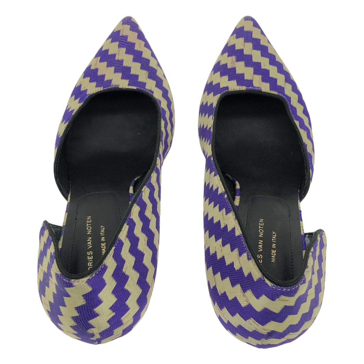 【美品】  DRIES VAN NOTEN / ドリスヴァンノッテン | 総柄 ポインテッドトゥ パンプス | 38 | パープル/ベージュ | レディース