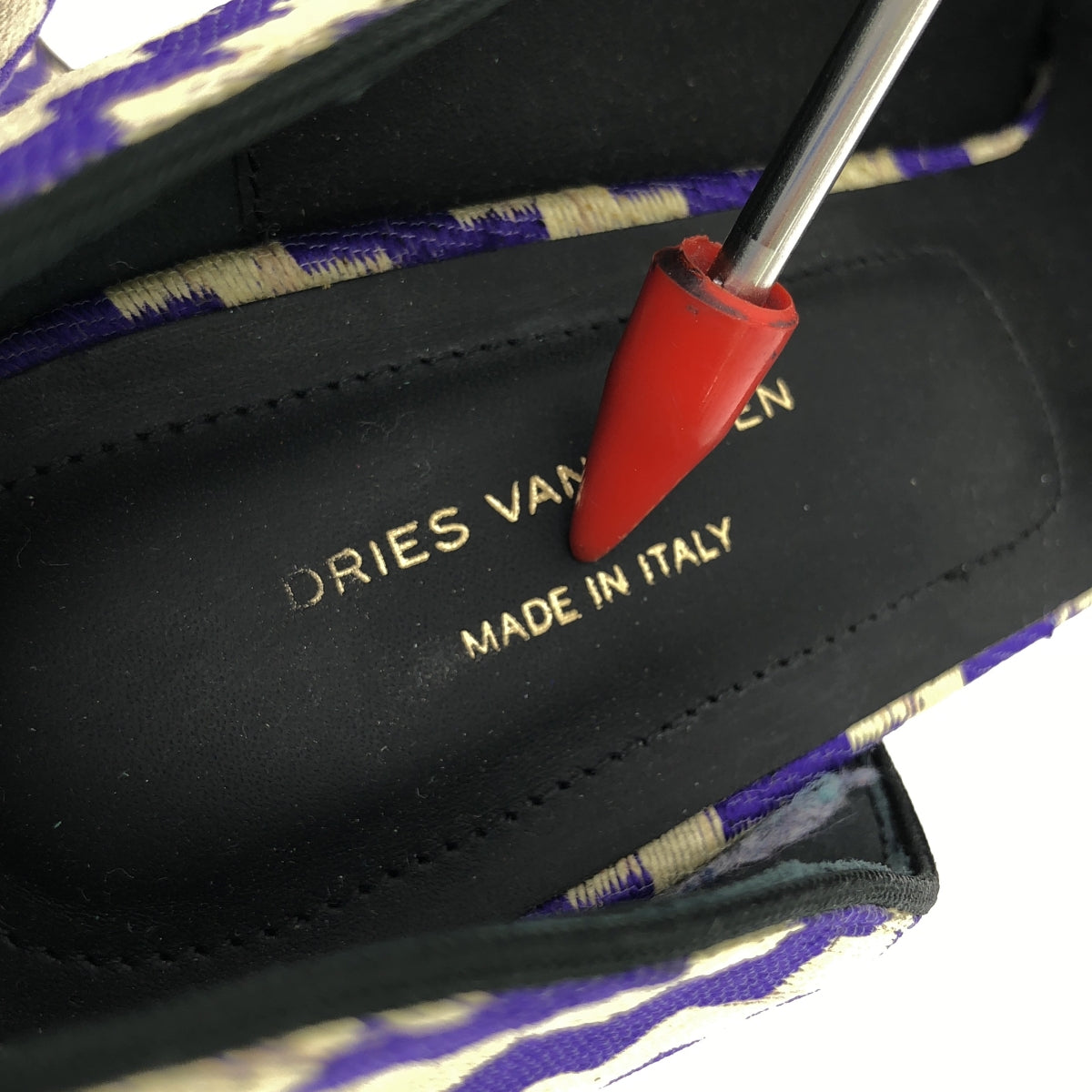 【美品】  DRIES VAN NOTEN / ドリスヴァンノッテン | 総柄 ポインテッドトゥ パンプス | 38 | パープル/ベージュ | レディース