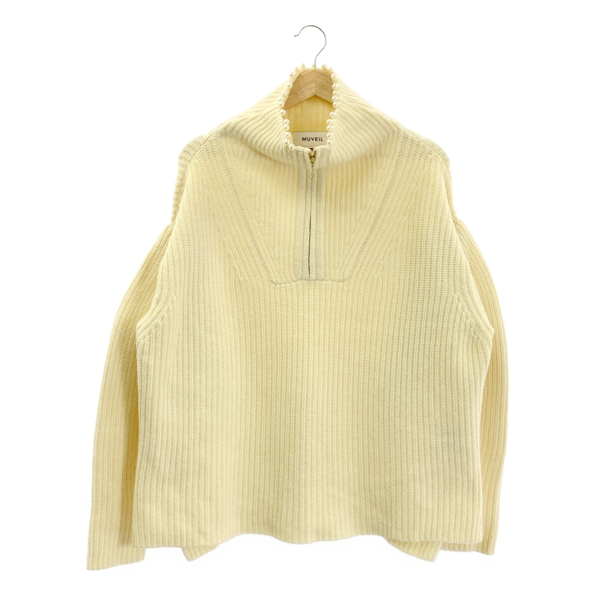 MUVEIL / 뮤베일 | 펄 리브 풀오버 니트 | 36 | 아이보리 | 여성
