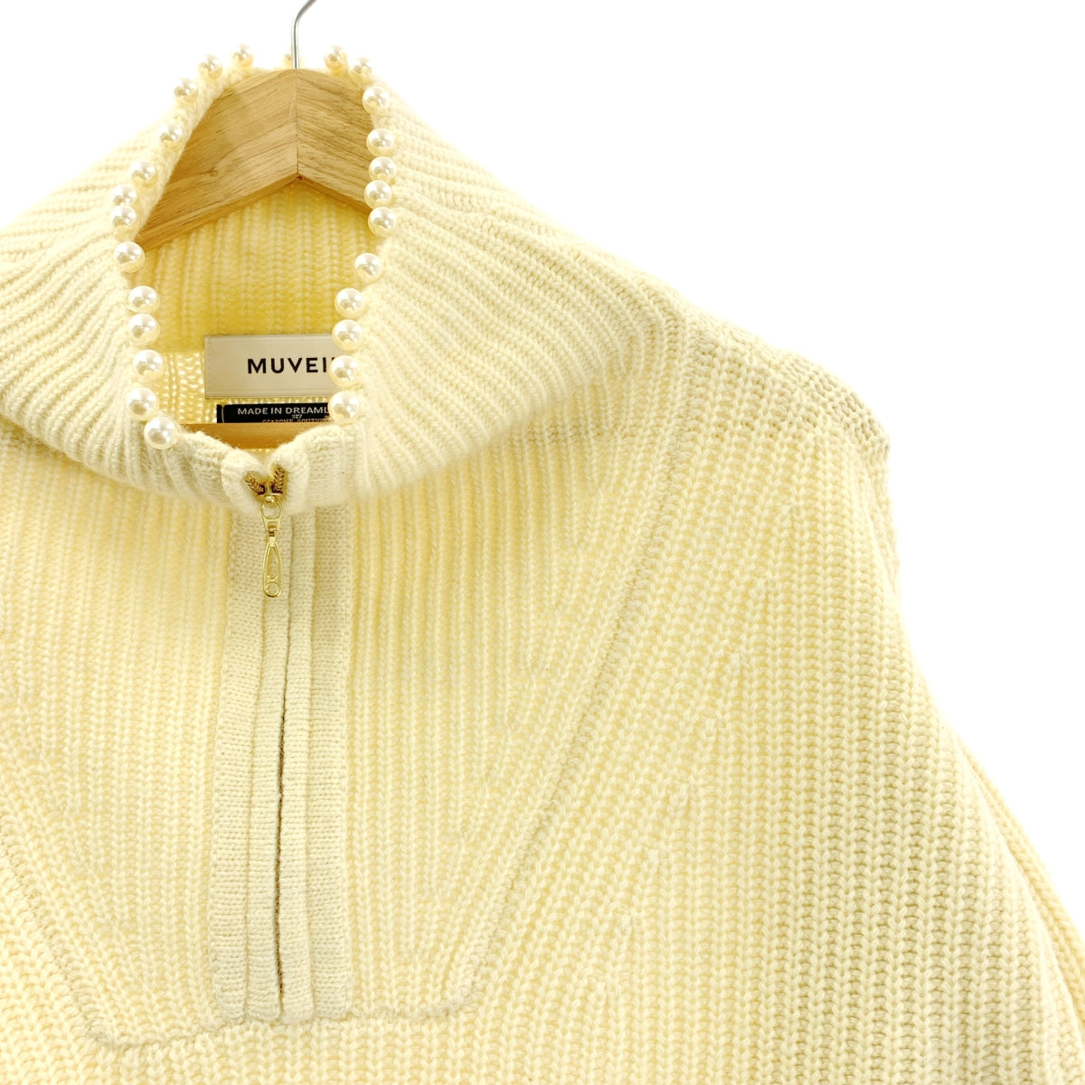 MUVEIL / 뮤베일 | 펄 리브 풀오버 니트 | 36 | 아이보리 | 여성