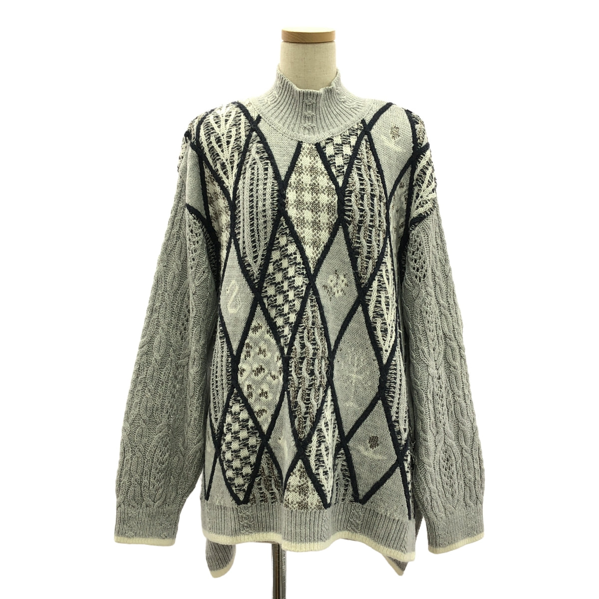 魯魯姆: / 魯魯姆 | 2020 秋冬 |神聖花園混合圖案針織套頭衫 / 高領針織 | F |灰色 |女性的