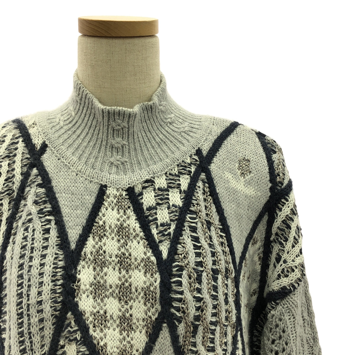 魯魯姆: / 魯魯姆 | 2020 秋冬 |神聖花園混合圖案針織套頭衫 / 高領針織 | F |灰色 |女性的