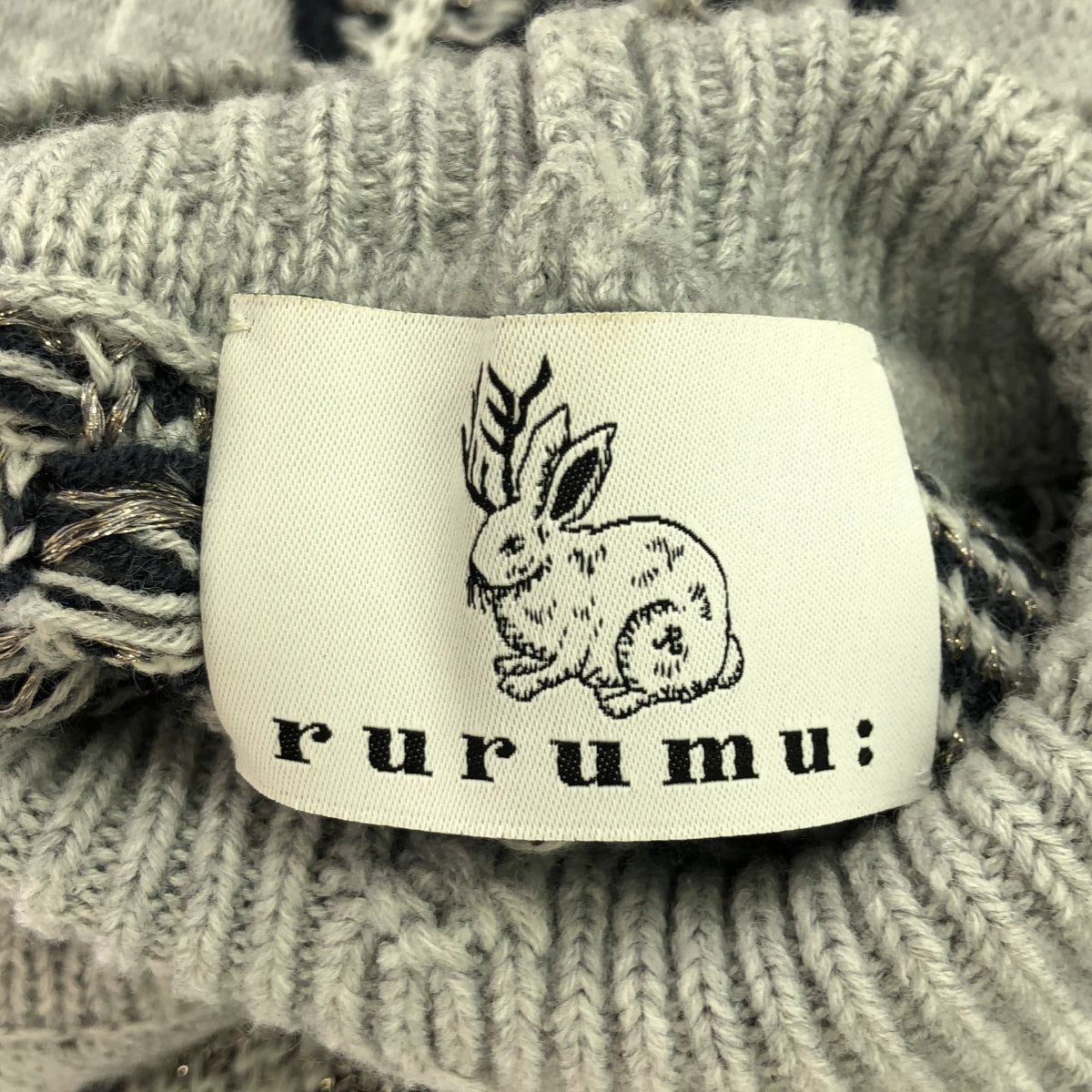 魯魯姆: / 魯魯姆 | 2020 秋冬 |神聖花園混合圖案針織套頭衫 / 高領針織 | F |灰色 |女性的