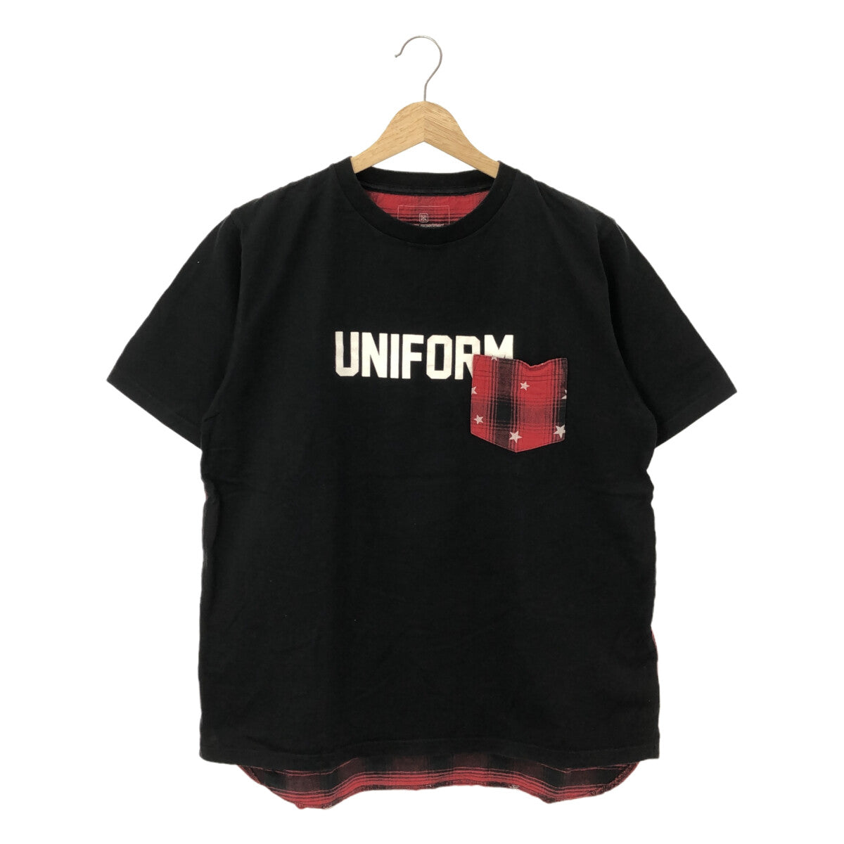 uniform experiment / Uniform Experiment | Back Check Switch Logo Print T-Shirt | 2 | Black / Red | Men's