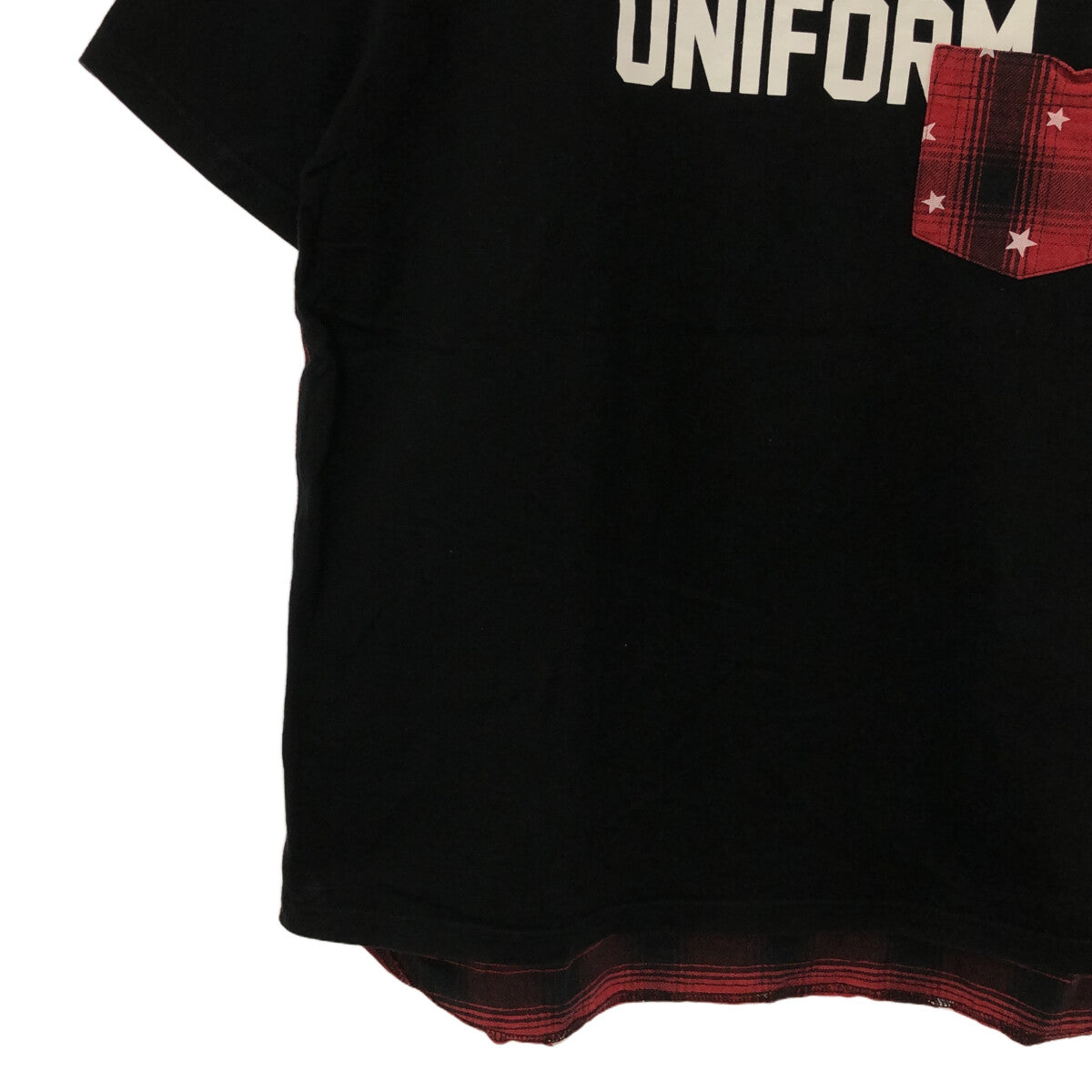 uniform experiment / Uniform Experiment | Back Check Switch Logo Print T-Shirt | 2 | Black / Red | Men's