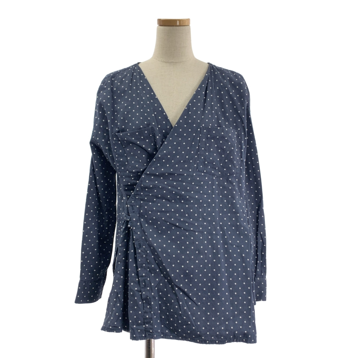 jonnlynx / John Lynx | 滿版印花圓點無領開衩襯衫 | F碼 | 女款