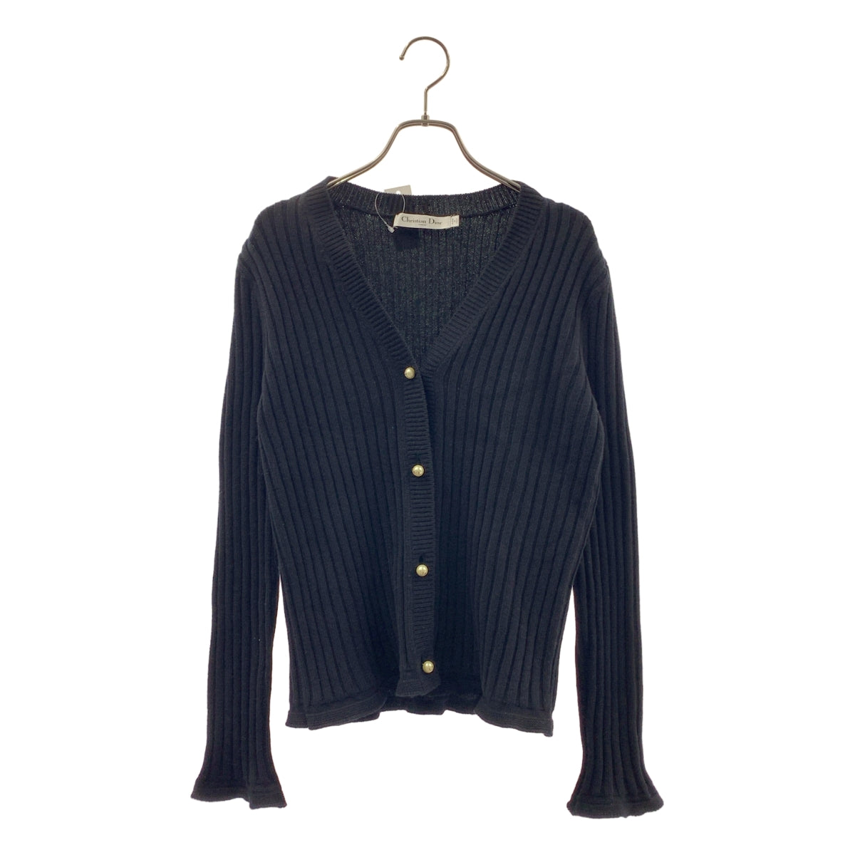 Christian Dior / 迪奧 | 100%喀什米爾 珍珠鈕扣 羅紋針織開襟衫 | 36 | 女款