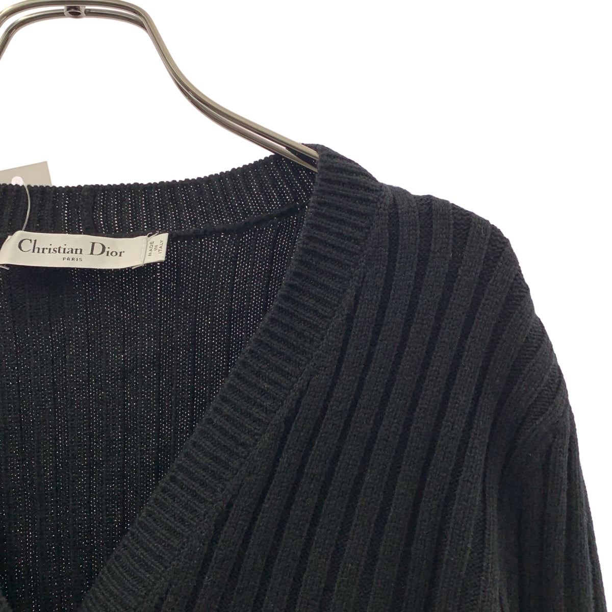 Christian Dior / 迪奧 | 100%喀什米爾 珍珠鈕扣 羅紋針織開襟衫 | 36 | 女款