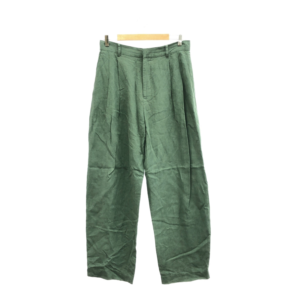 Cristaseya / クリスタセヤ | 2023SS | DOUBLE PLEATED WIDE PANTS リネン タックワイドパンツ | L | ALGAE | メンズ