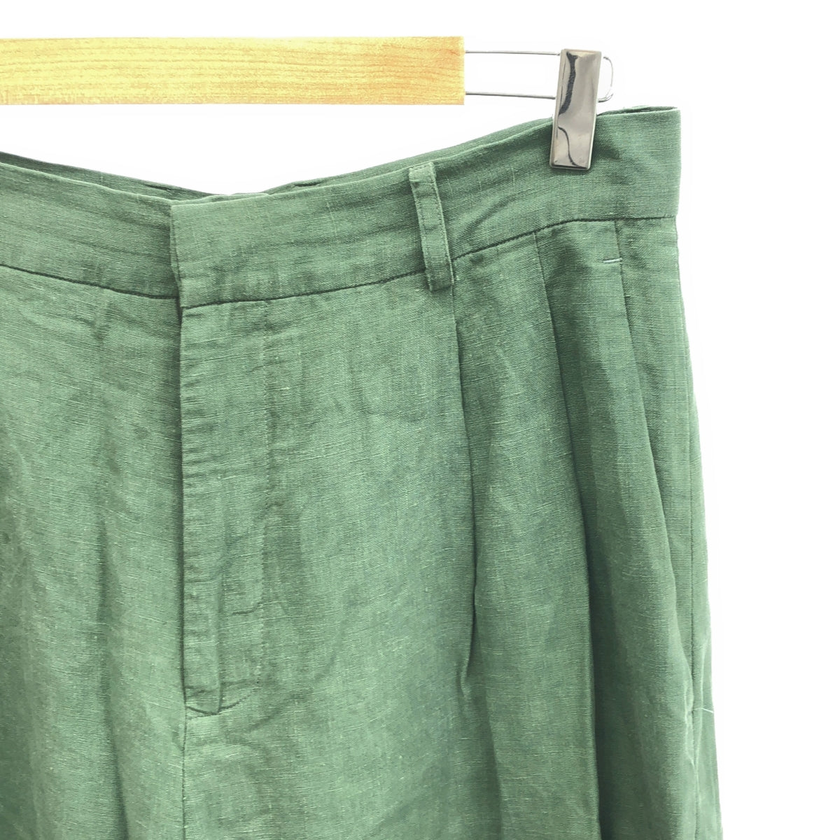 Cristaseya / 크리스타세야 | 2023SS | DOUBLE PLEATED WIDE PANTS 린넨 택 와이드 팬츠 | L | ALGAE | 남성