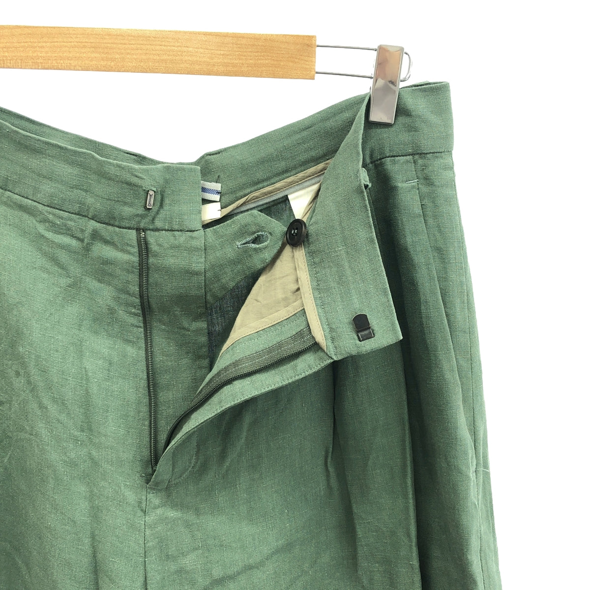 Cristaseya / 크리스타세야 | 2023SS | DOUBLE PLEATED WIDE PANTS 린넨 택 와이드 팬츠 | L | ALGAE | 남성