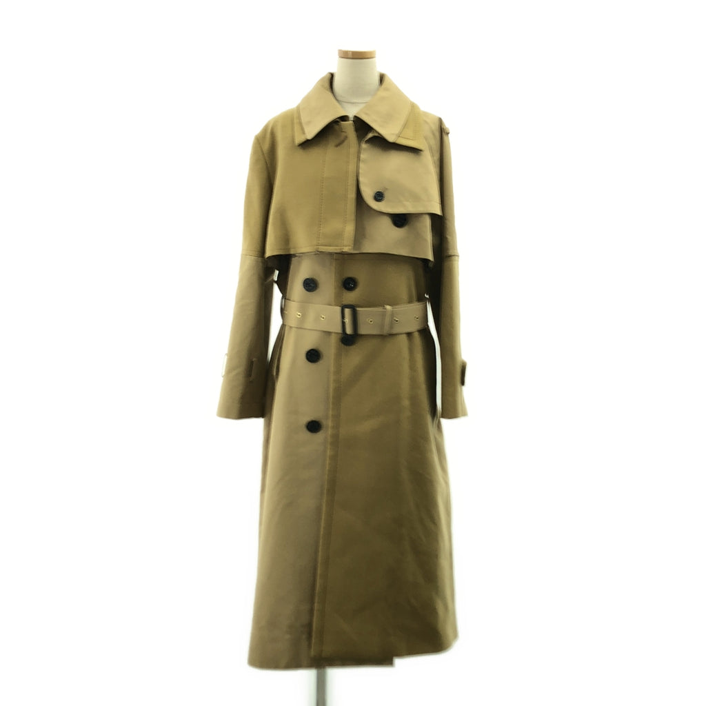 sacai / サカイ | ウール 異素材 切替 再構築 ベルテッド トレンチ オーバーコート |