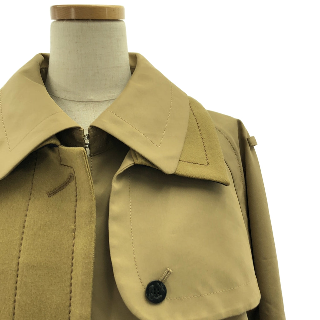 sacai / サカイ | ウール 異素材 切替 再構築 ベルテッド トレンチ オーバーコート |