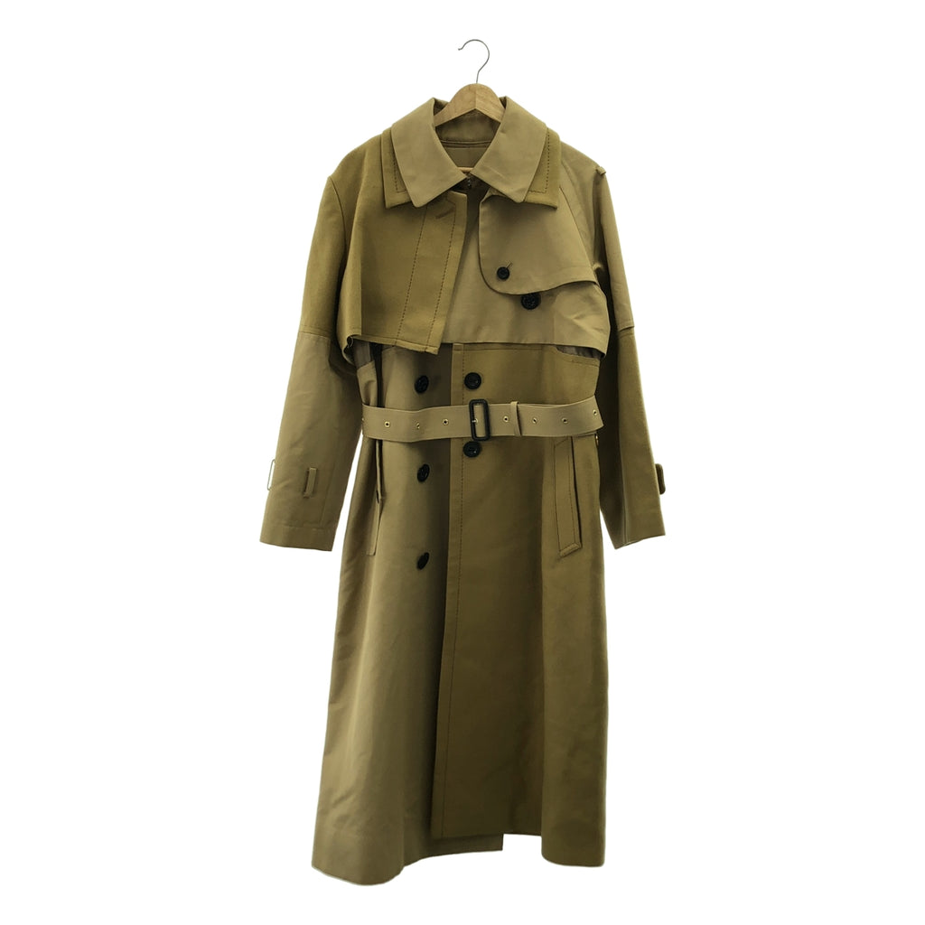 sacai / サカイ | ウール 異素材 切替 再構築 ベルテッド トレンチ オーバーコート |
