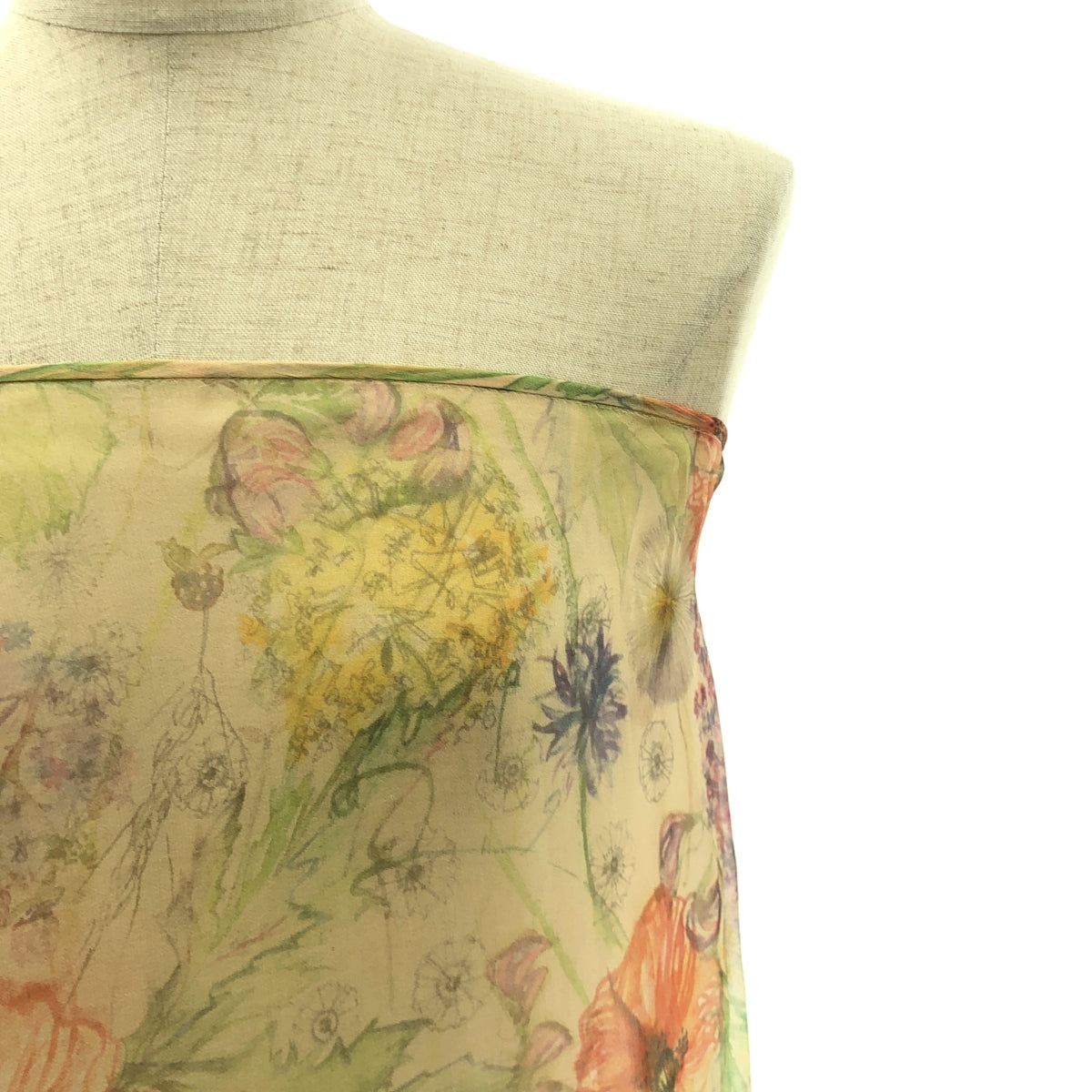 ALEXANDER MCQUEEN / アレキサンダーマックイーン | シルク フラワー柄 チュールレイヤード アシンメトリー ドレス ワンピース | 40 | レディース