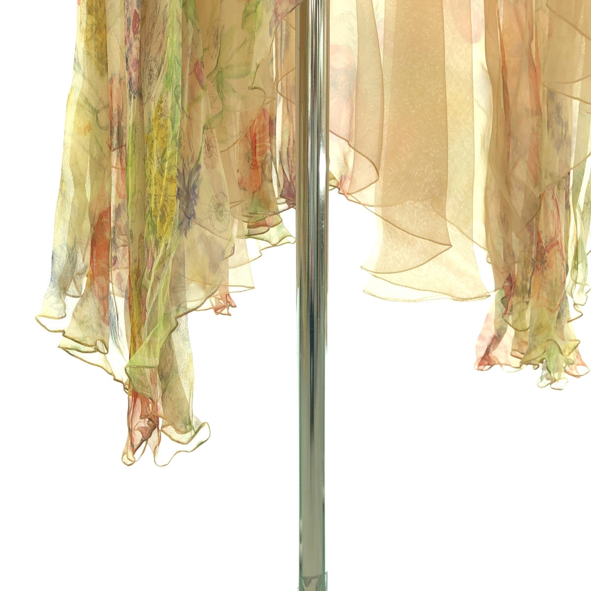 ALEXANDER MCQUEEN / アレキサンダーマックイーン | シルク フラワー柄 チュールレイヤード アシンメトリー ドレス ワンピース | 40 | レディース