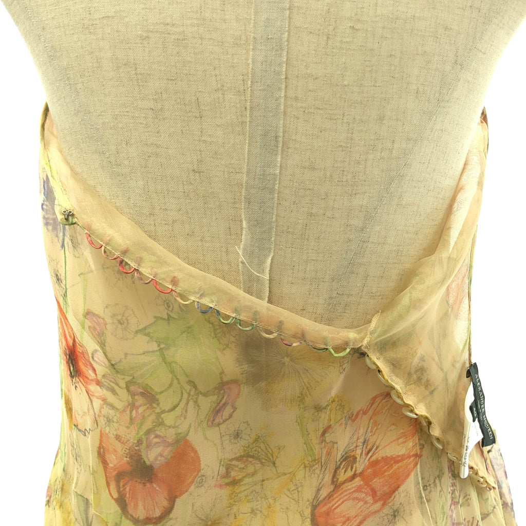 ALEXANDER MCQUEEN / アレキサンダーマックイーン | シルク フラワー柄 チュールレイヤード アシンメトリー ドレス ワンピース | 40 | レディース