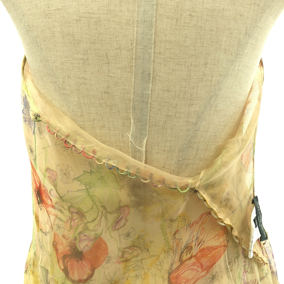 ALEXANDER MCQUEEN / アレキサンダーマックイーン | シルク フラワー柄 チュールレイヤード アシンメトリー ドレス ワンピース | 40 | レディース