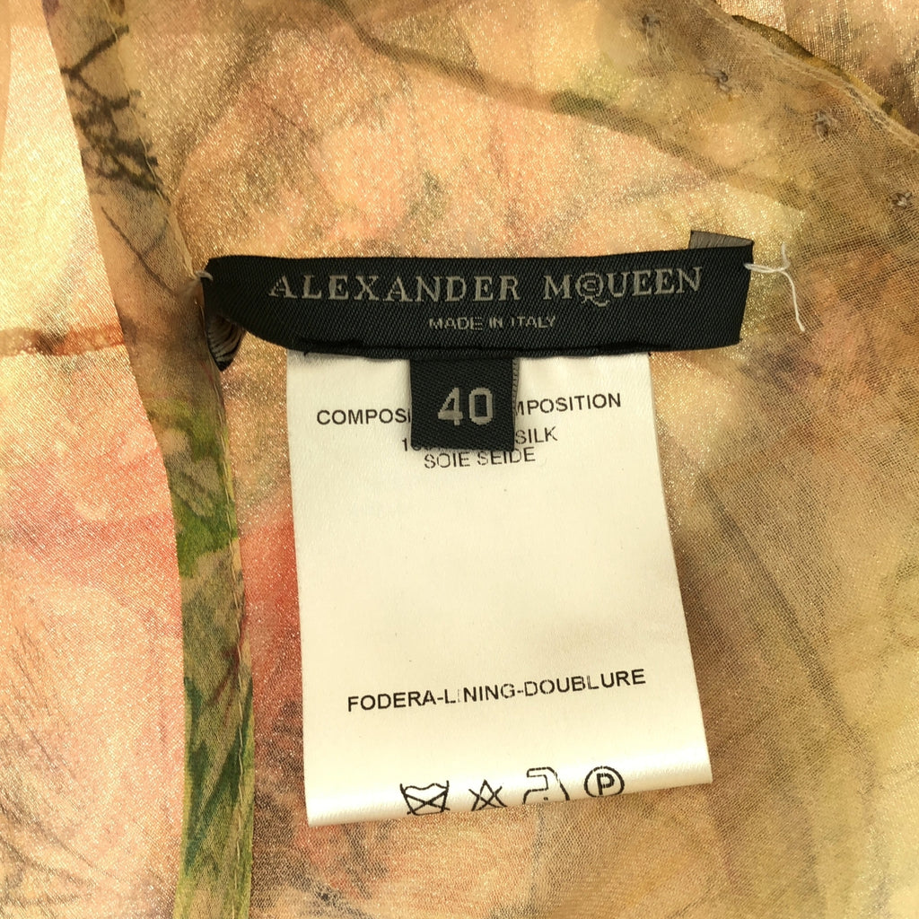 ALEXANDER MCQUEEN / アレキサンダーマックイーン | シルク フラワー柄 チュールレイヤード アシンメトリー ドレス ワンピース | 40 | レディース