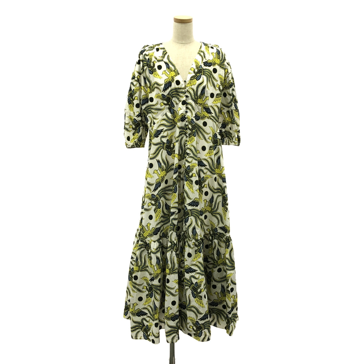 KENZO | Bird print gathered dress | Size 36 | Women's