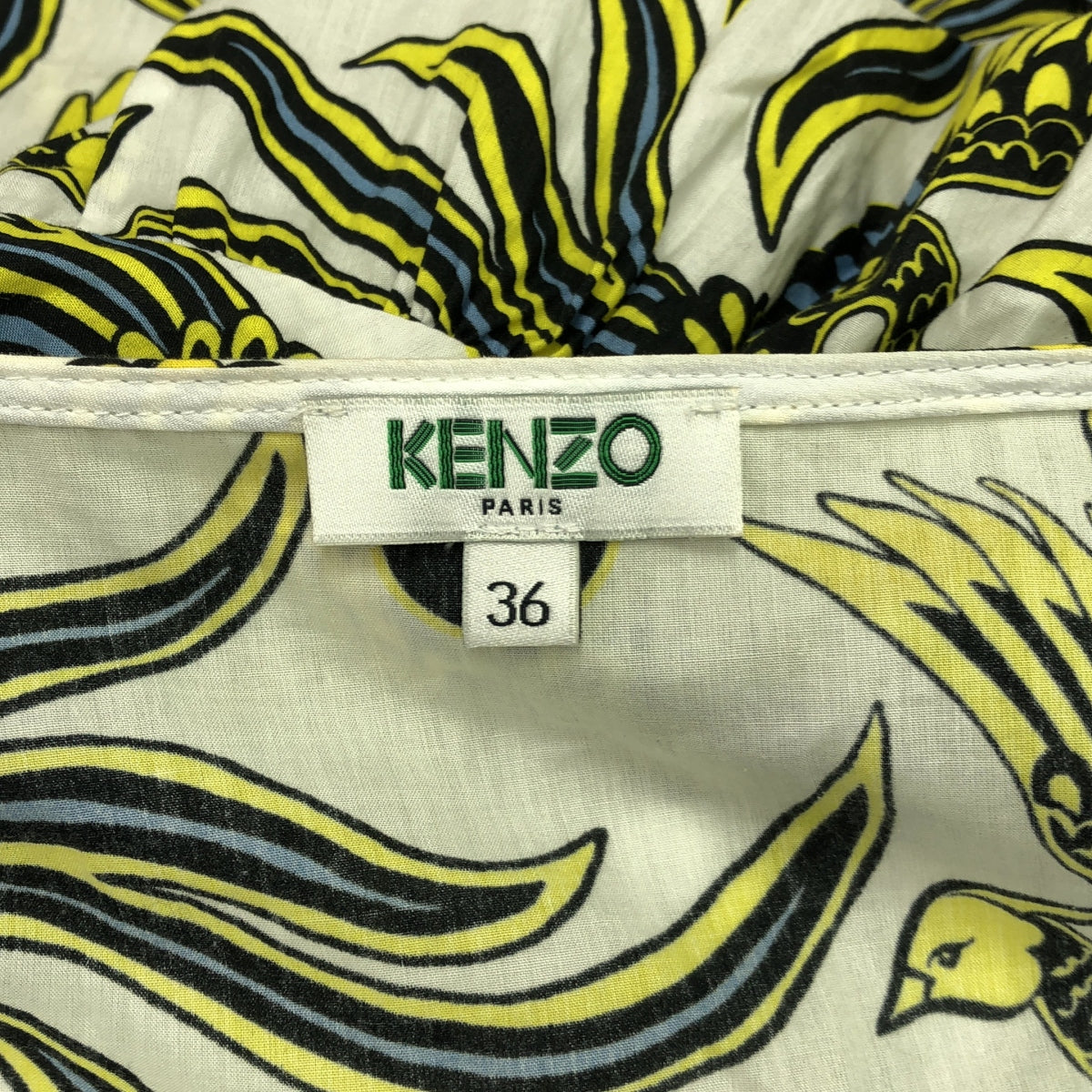 KENZO | Bird print gathered dress | Size 36 | Women's