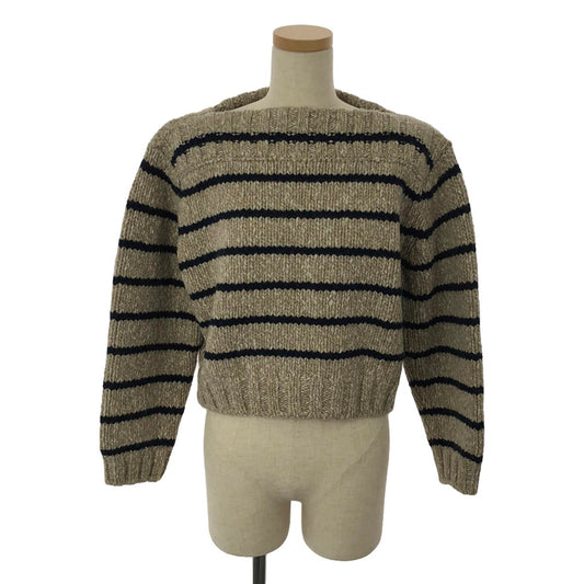 CELINE / セリーヌ | 2023AW | MARINIERE BOAT NECK SWEATER IN WOOL クルーネックニット | S | ベージュ/ネイビー | レディース