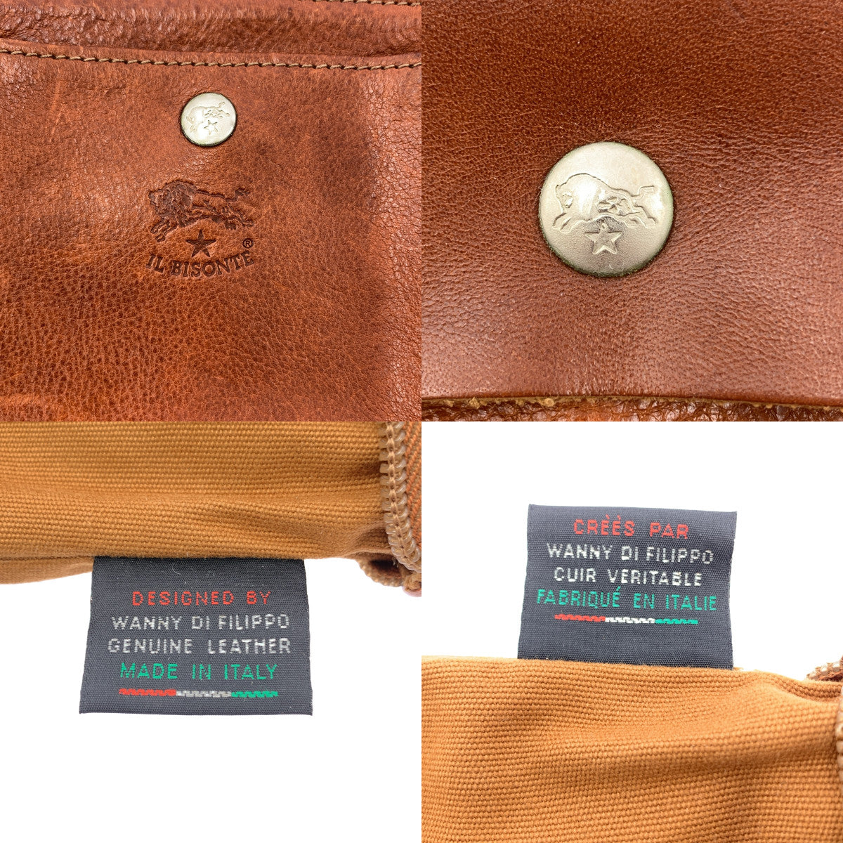 IL BISONTE | 皮革標誌雙口袋肩背包 | 男女通用 | 棕色 | 男款