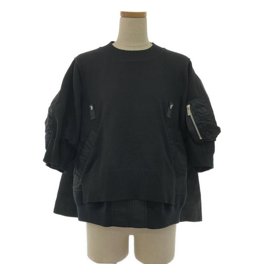 sacai / サカイ | Nylon Twill Mix Knit Pullover ニット プルオーバー | 3 | レディース