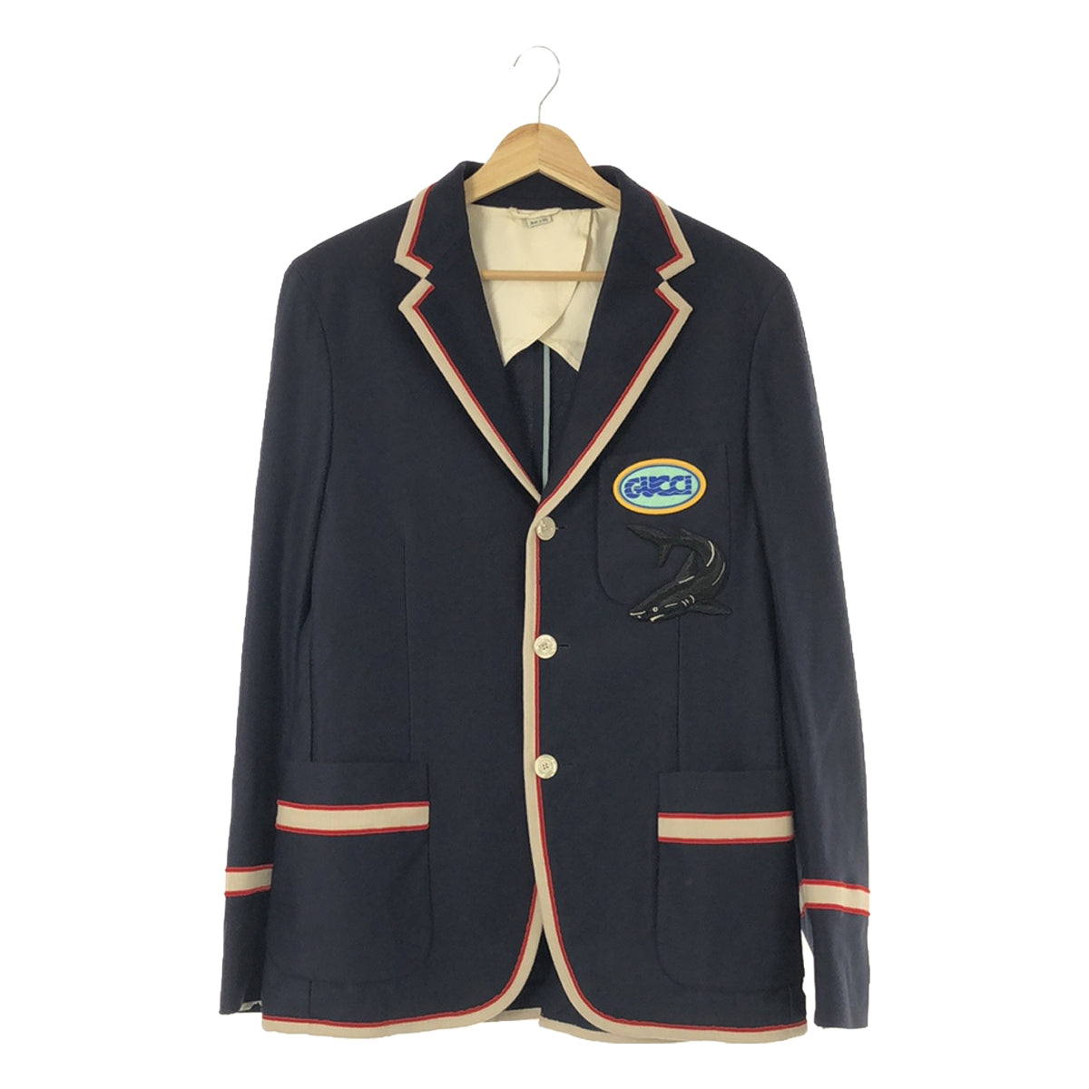 GUCCI | Shark Embroidery Patch Piping Blazer Jacket | 44 | Navy | Men's