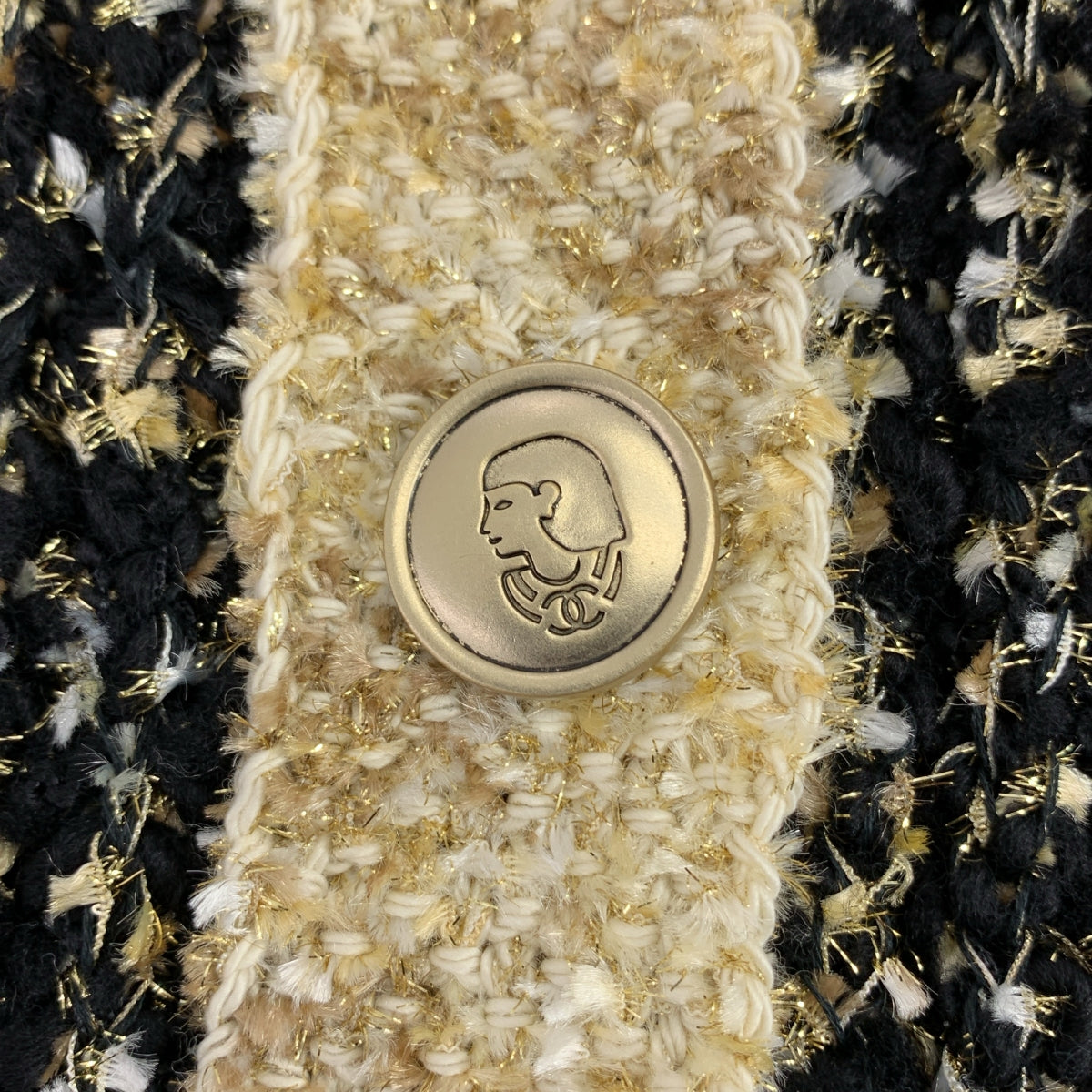 【美品】  CHANEL / シャネル | 2019AW | ウール シルク混 ツイード ニット ロング カーディガン | 34 | ブラック/ゴールド/ベージュ | レディース