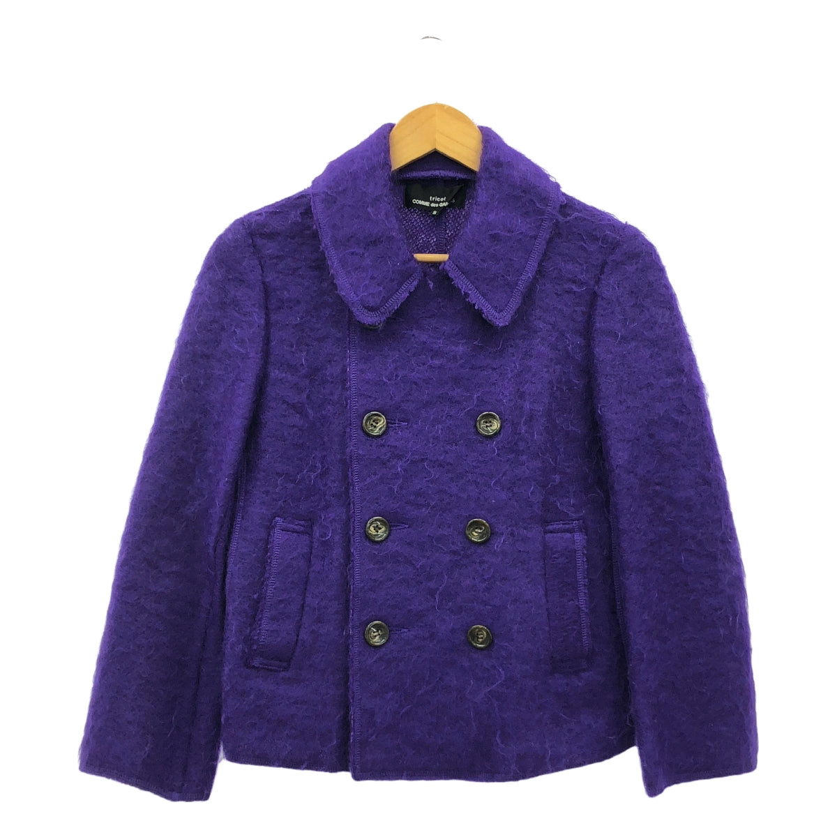 COMME des GARCONS | 經編布料2003秋冬 |羊毛馬海毛毛茸茸雙層外套 | S |紫色|女性的