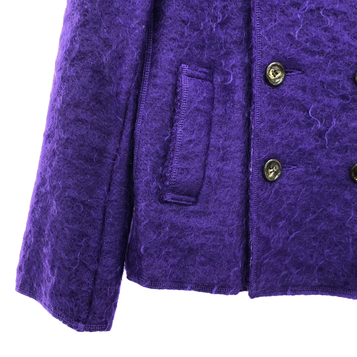 COMME des GARCONS | 經編布料2003秋冬 |羊毛馬海毛毛茸茸雙層外套 | S |紫色|女性的