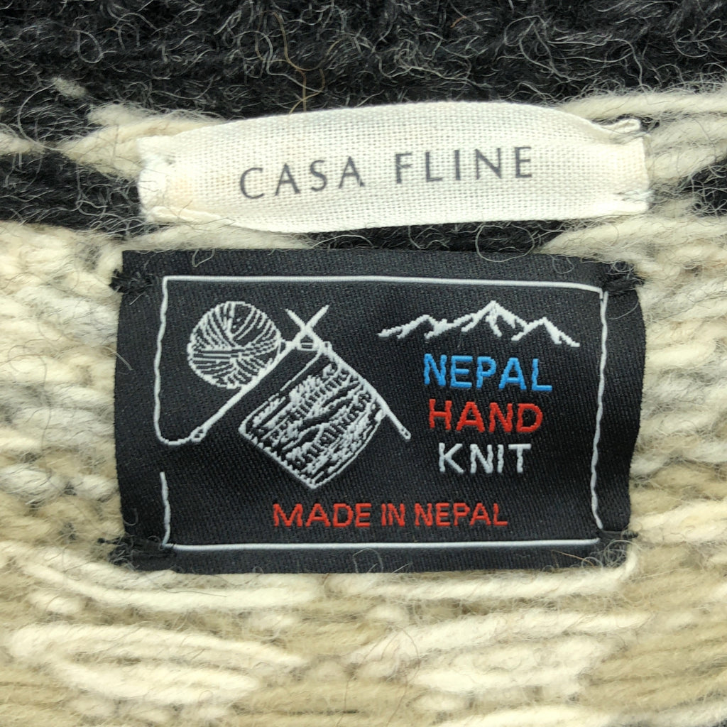 CASA FLINE | 費爾島手工針織開襟衫 | F | 黑色/象牙白 | 女款