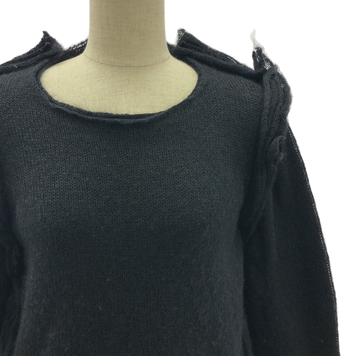 [品相良好] COMME des GARCONS | 2018秋冬 |馬海毛內外針織套頭衫 | S |黑色 |女性的