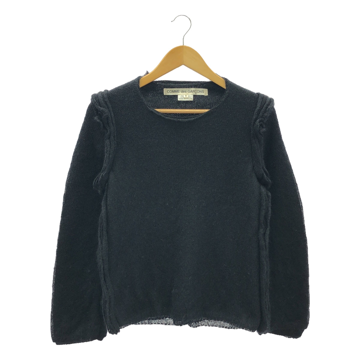 [Good Condition] COMME des GARCONS | 2018AW | Mohair Wool Inside-Out Knit Pullover | S | Black | Women's