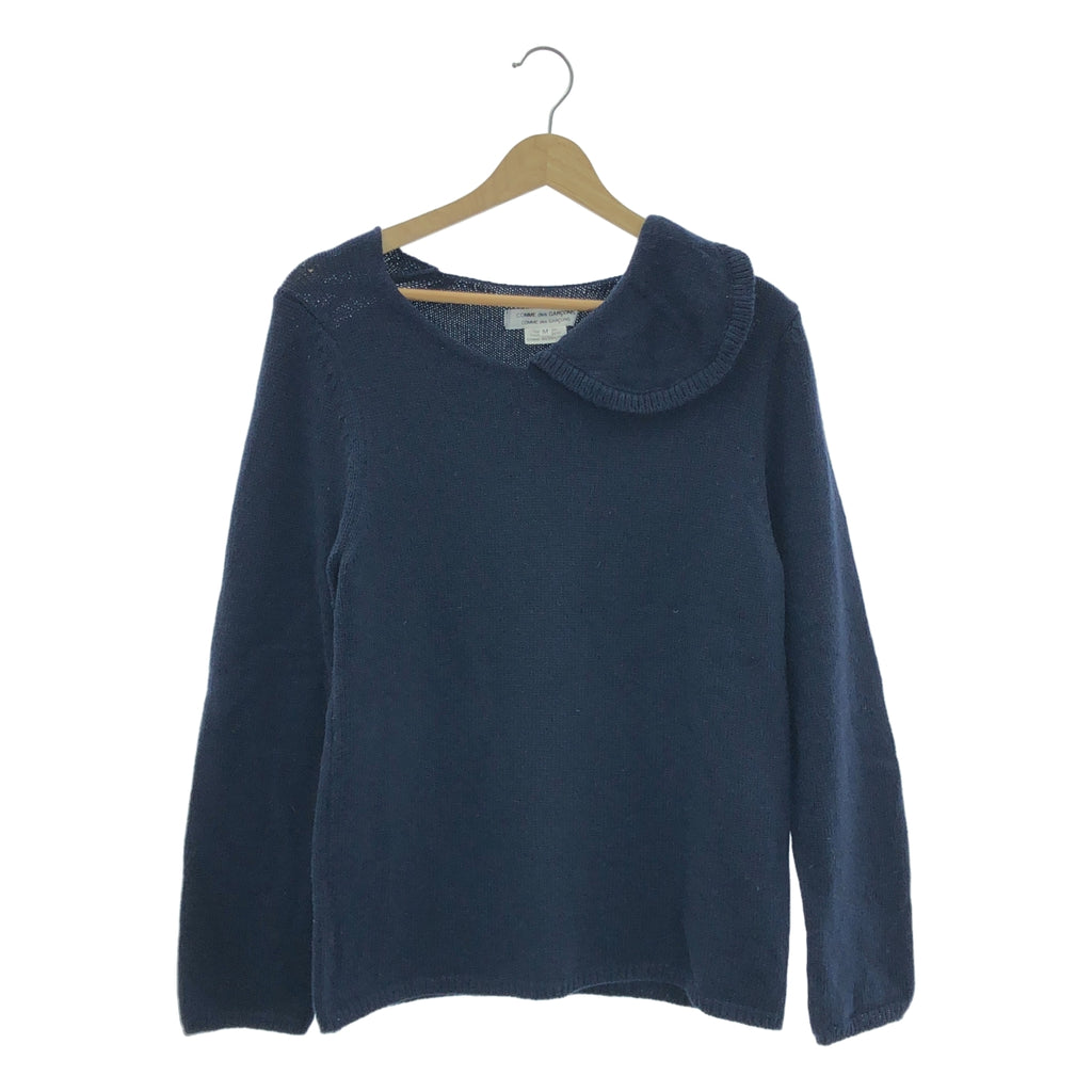 COMME des GARCONS | 2022 秋冬 | 不對稱領口羊毛針織衫 | M碼 | 海軍藍 | 女款