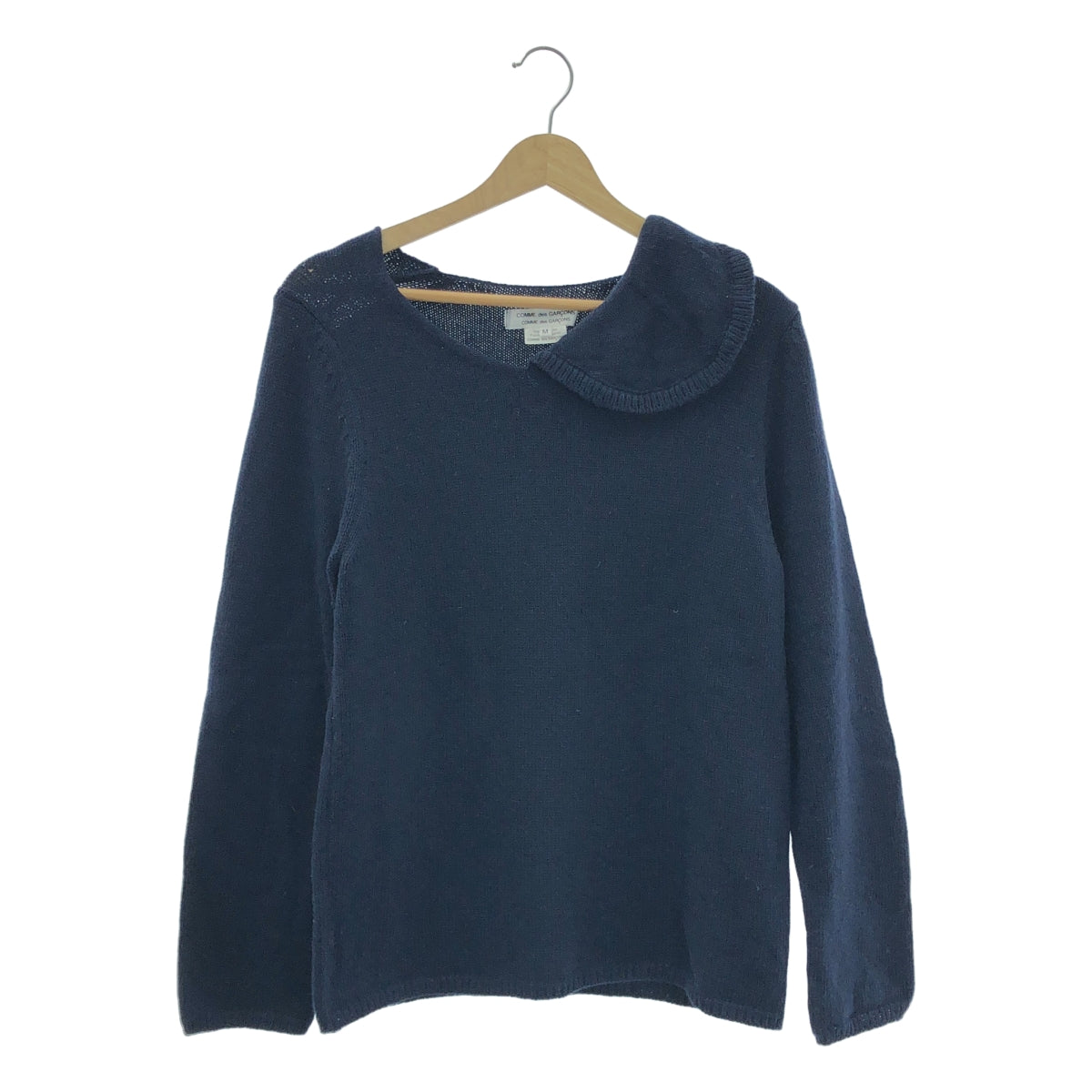 COMME des GARCONS | 2022 秋冬 | 不對稱領口羊毛針織衫 | M碼 | 海軍藍 | 女款